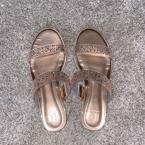 rose gold/gold JLo sandals